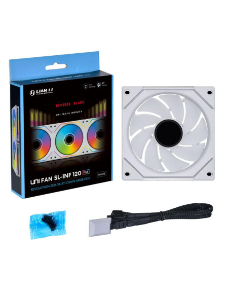 Вентилатор Lian-Li UNI SL-INF Reverse Blade, 120 мм, ARGB PWM, Бял
