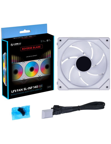 Вентилатор Lian-Li UNI SL-INF Reverse Blade, 140 ARGB PWM, Бял