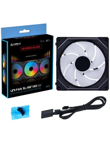 Вентилатор Lian-Li UNI SL-INF Reverse Blade, 140 ARGB PWM, Черен