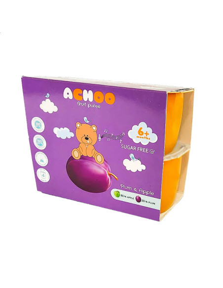 Achoo Пюре ябълка и слива 6м. 4х100г
