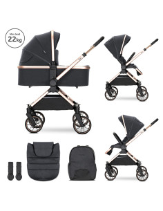 Д.КОЛИЧКА REYA 2in1 BLACK до22кг кош за новородено