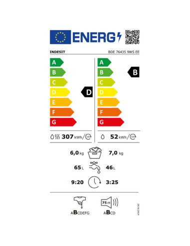 Пералня със сушилня Indesit BDE-76435 9WS EE