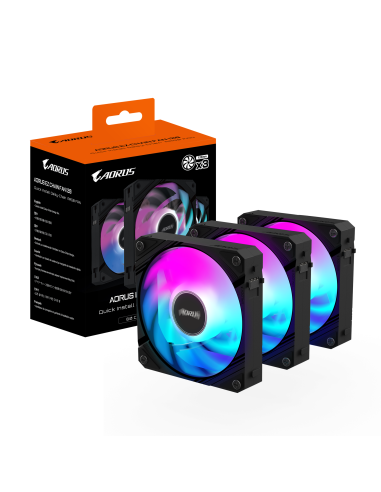 Комплект вентилатори GIGABYTE AORUS EZ CHAIN 120 Black 3-Pack ARGB