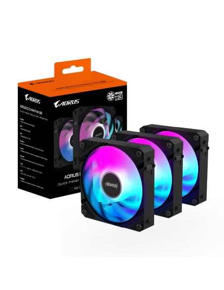 Комплект вентилатори GIGABYTE AORUS EZ CHAIN 120 Black 3-Pack ARGB