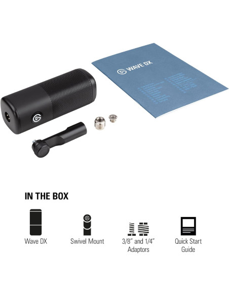 Динамичен XLR Микрофон Elgato Wave DX, Черен