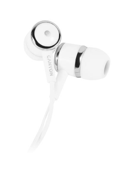 CANYON Stereo earphones with microphone, White