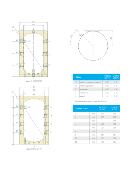 Буферен съд TESY „Анти Конденз“ 100л., неемайлиран, стенен/подов монтаж, бял