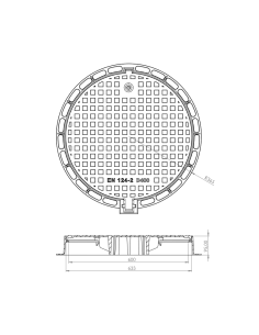 Чугунен капак Ф600 D400 H95 плътен със заключване 2