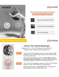 Блутут слушалки-тапи A4tech B27 2Drumtek, Розови 2