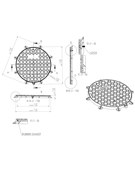 Чугунен капак Ø600 B125 /M/