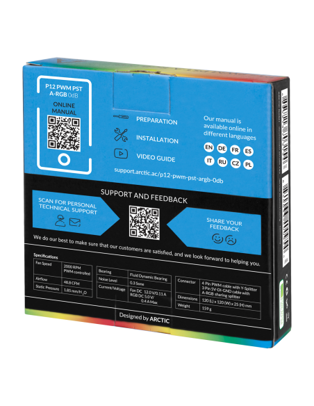 Вентилатор ARCTIC P12 Black, A-RGB, 120mm