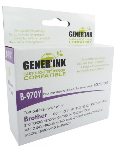 Мастилница UPRINT LC970/1000 BROTHER, Yellow
