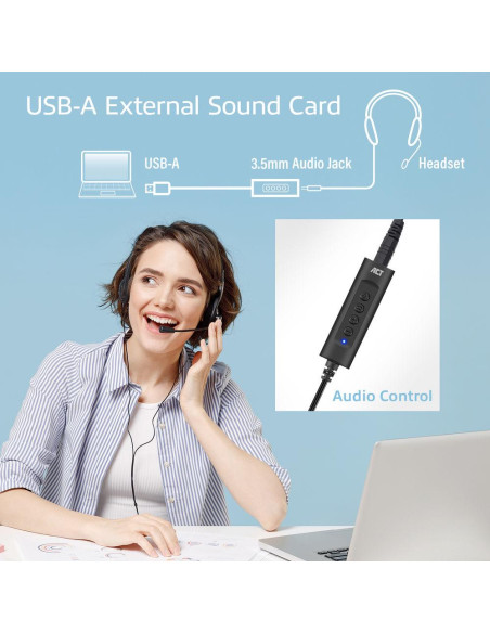 Звукова карта Ewent AC9360, 2.0, USB, 3.5 mm, Черна