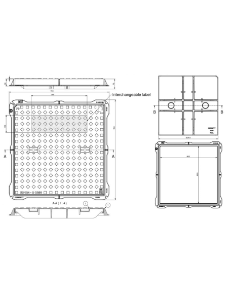 Чугунен капак 600x600 C250 /P/ H51
