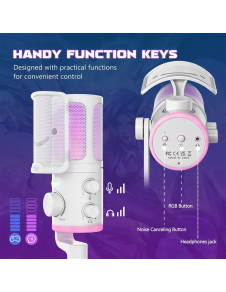 Настолен микрофон FIFINE AM6 RGB - White