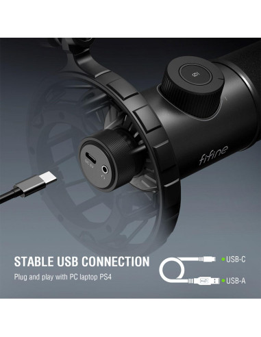 Настолен микрофон FIFINE K658 Dynamic RGB - Black
