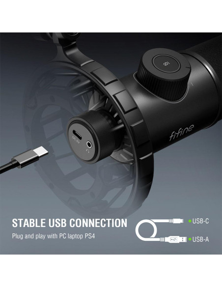 Настолен микрофон FIFINE K658 Dynamic RGB - Black