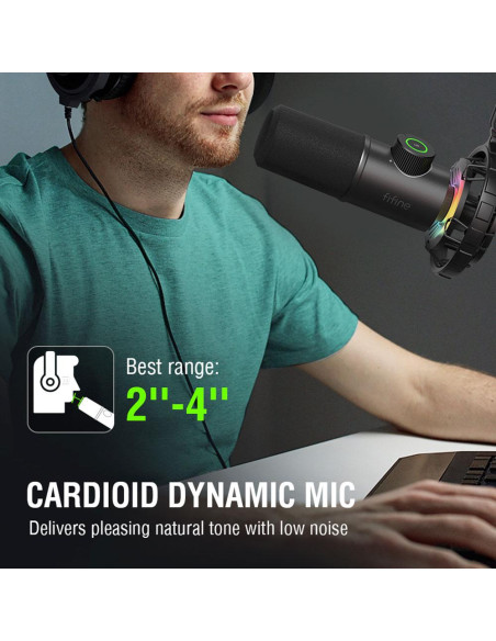 Настолен микрофон FIFINE K658 Dynamic RGB - Black