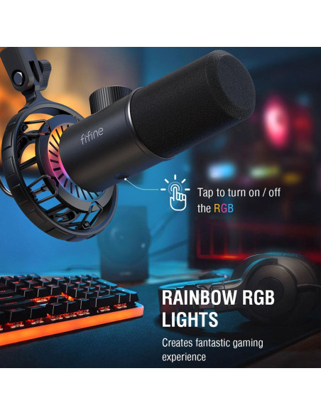 Настолен микрофон FIFINE K658 Dynamic RGB - Black