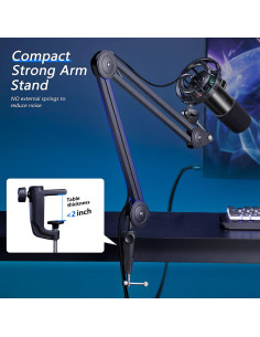 Микрофон със стойка FIFINE T658 Dynamic RGB - Black 2